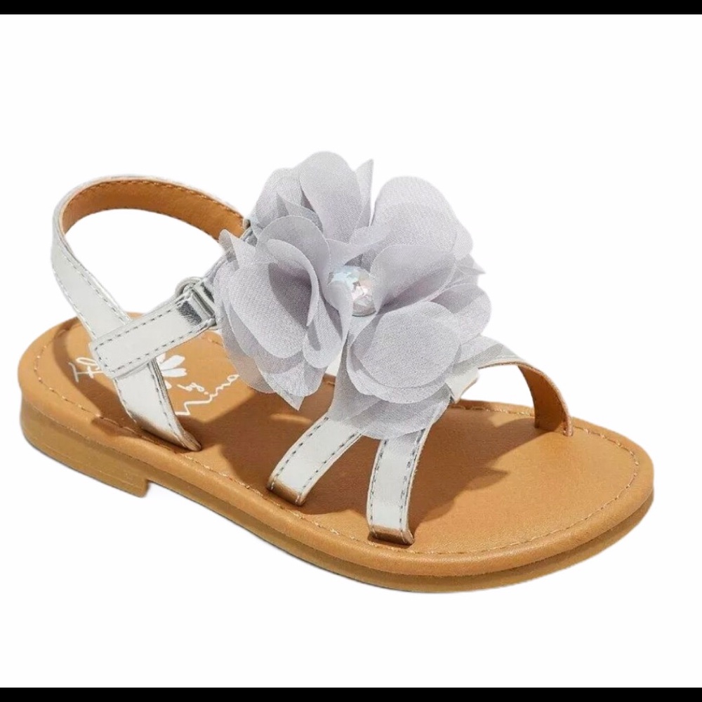 NWT Girl’s Silver Flower Sandals Annabel Size 11
